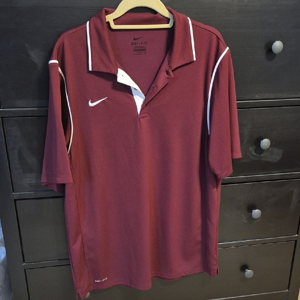 Nike Maroon Polo Shirt, Size L
